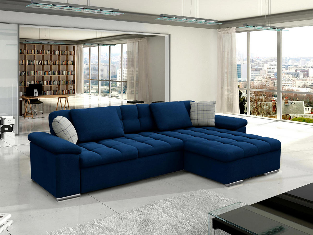 ECKSOFA Diana, Seite: Rechts - Dunkelblau, Holz/Textil (280/160cm) - MIRJAN24