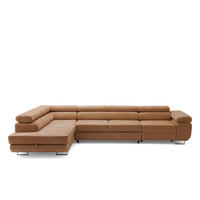 ECKSOFA WILD MAXI L Links mit Schlaffunktion 125x195 Chenille Braun - Chromfarben/Braun, Holz/Textil (350/203cm) - Muffo