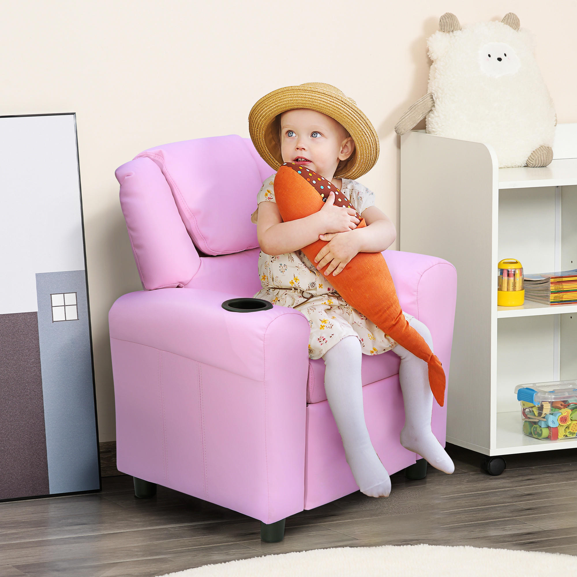 KINDERSESSEL, Rosa, Schaumstoff, Metall - Rosa, Kunststoff (56/69/62cm) - HOMCOM
