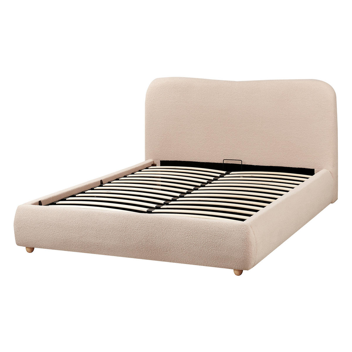 BETT mit Stauraum 140/200 cm Hellbraun Blagnac - Hellbraun/Beige, Textil (140/200cm) - Beliani