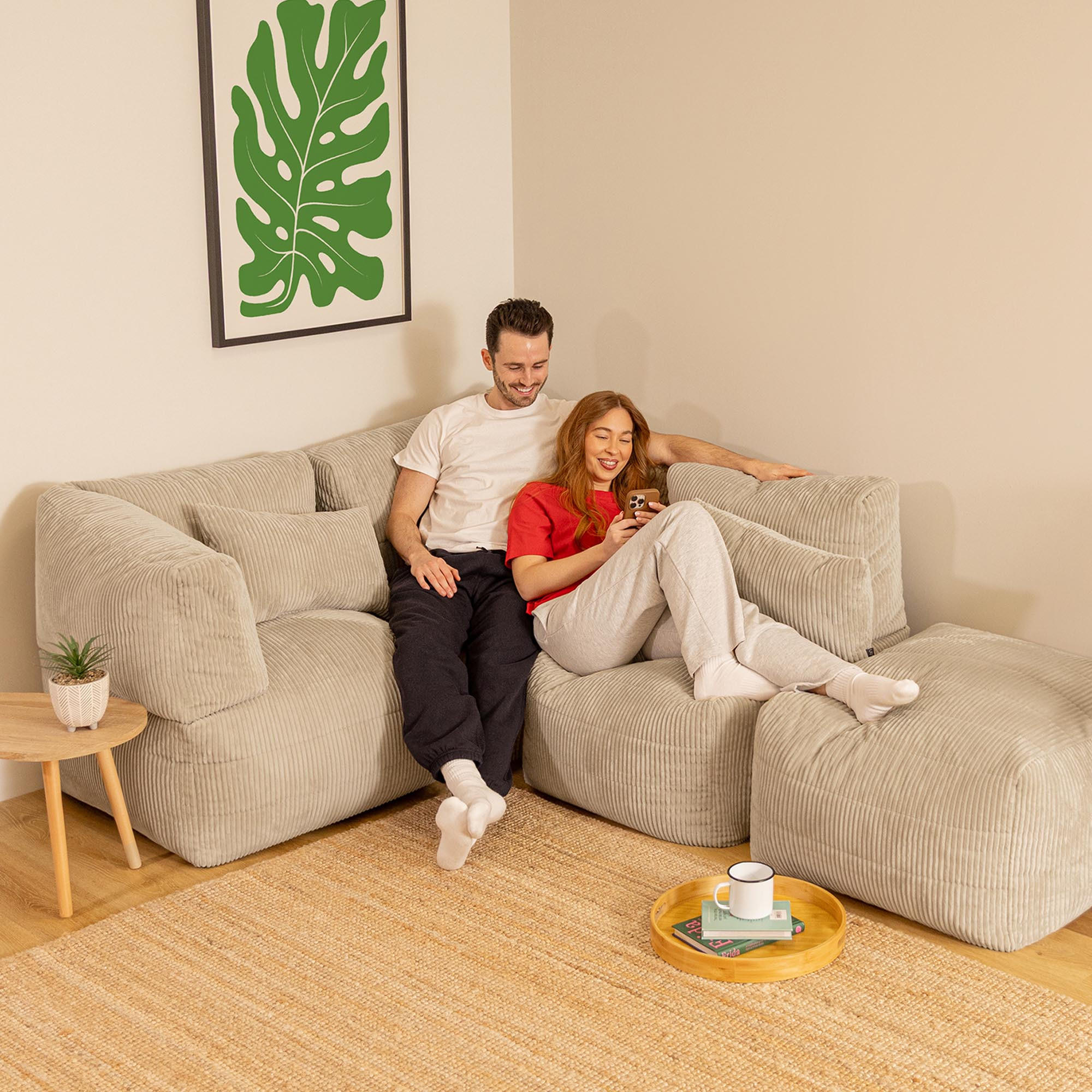 Thumbnail - icon Sitzsack-Sofa, Beige, Textil, 306x70x78 cm, Hergestellt in Deutschland, Oeko-Tex® Standard 100, Wohnzimmer, Hocker,...