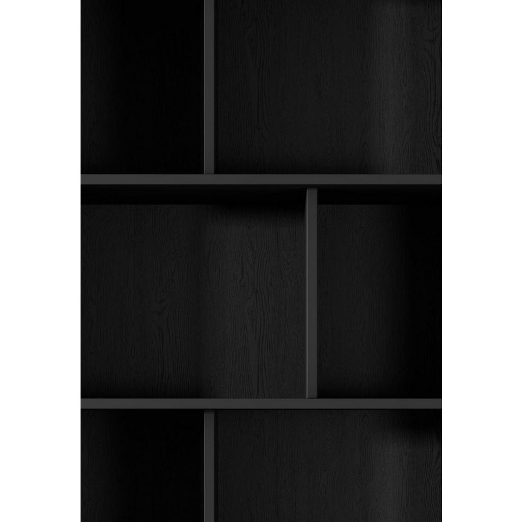 Thumbnail - Bettso Bücherregal, Schwarz, Schwarz, Schwarz, Holzwerkstoff, 4 Fächer, 2 Schubladen, 88x194x38 cm, Wohnzimmer, ,