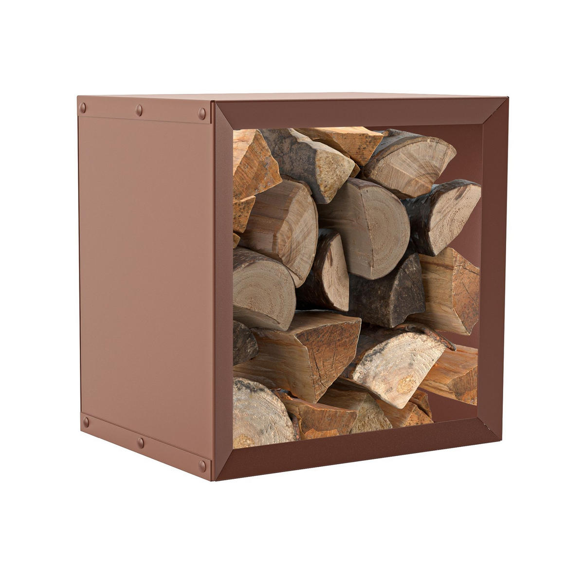 BRENNHOLZREGAL Wooker square Kaminholzregal Holzlagersystem Braun 49 × 49 cm - Braun, Metall (49/49/49cm) - Alberts