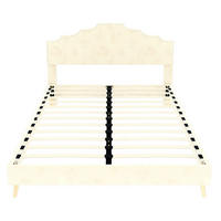 POLSTERBETT 160/200 cm mit Matratze, geometrischem Kopfteil und Lattenrost, Beige - Beige, Textil (160/200cm) - Redom