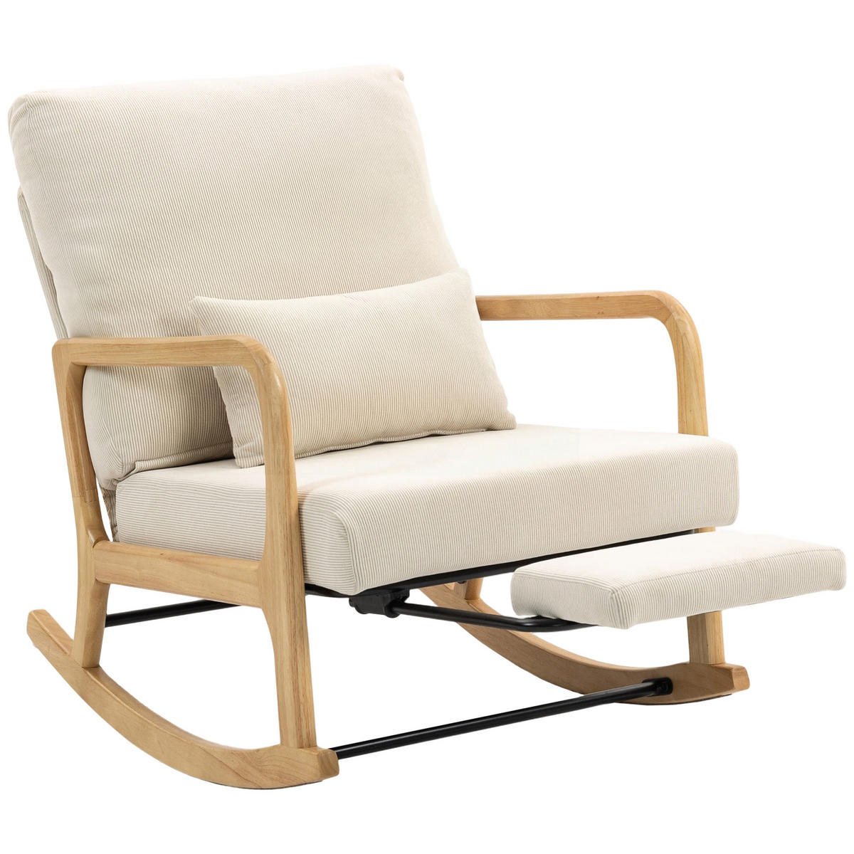 SCHAUKELSTUHL Cord Fußstütze verstellbare Rückenlehne cremefarben - Creme, Textil (89/97.5/70cm) - Vallsero