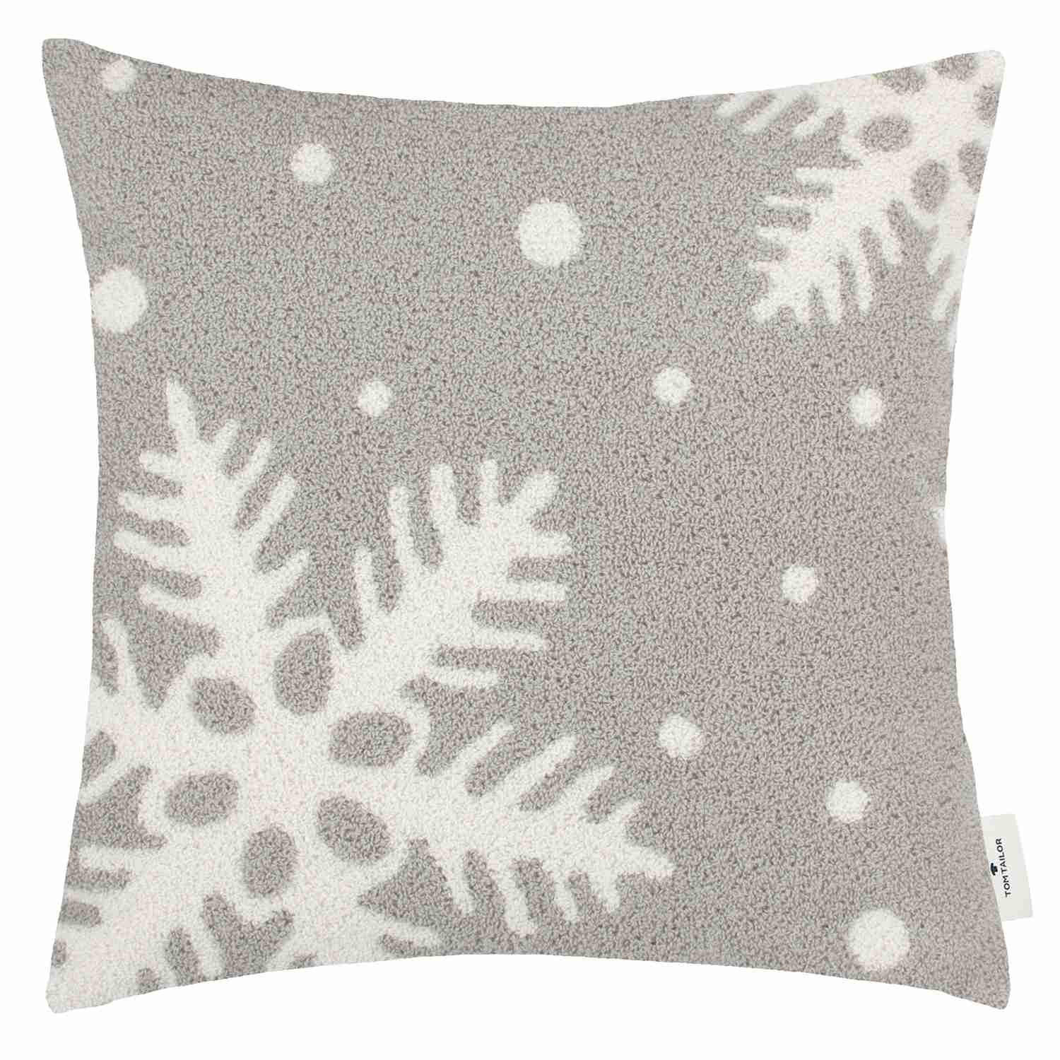 ZIERKISSENHÜLLE WINTER FLAKE - Grau, Textil (45/45cm) - Tom Tailor