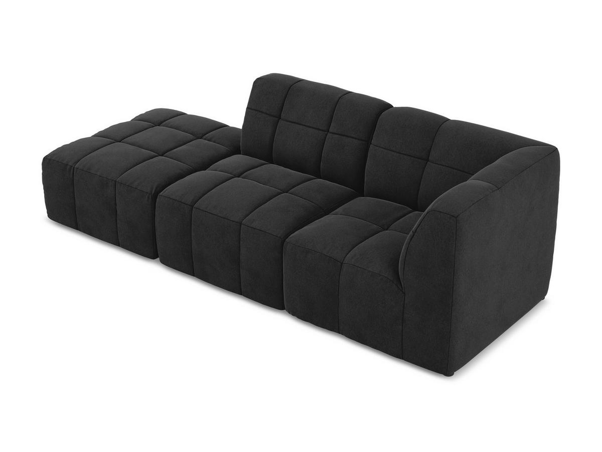ECKSOFA Links Samt Stoff Blau - Schwarz/Hellblau, Holzwerkstoff/Kunststoff (178/166cm) - Makamii