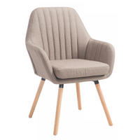 ARMLEHNENSTUHL Stoff taupe - Taupe/Eukalyptusholzfarben, Holz/Textil (67/93/58cm) - CLP