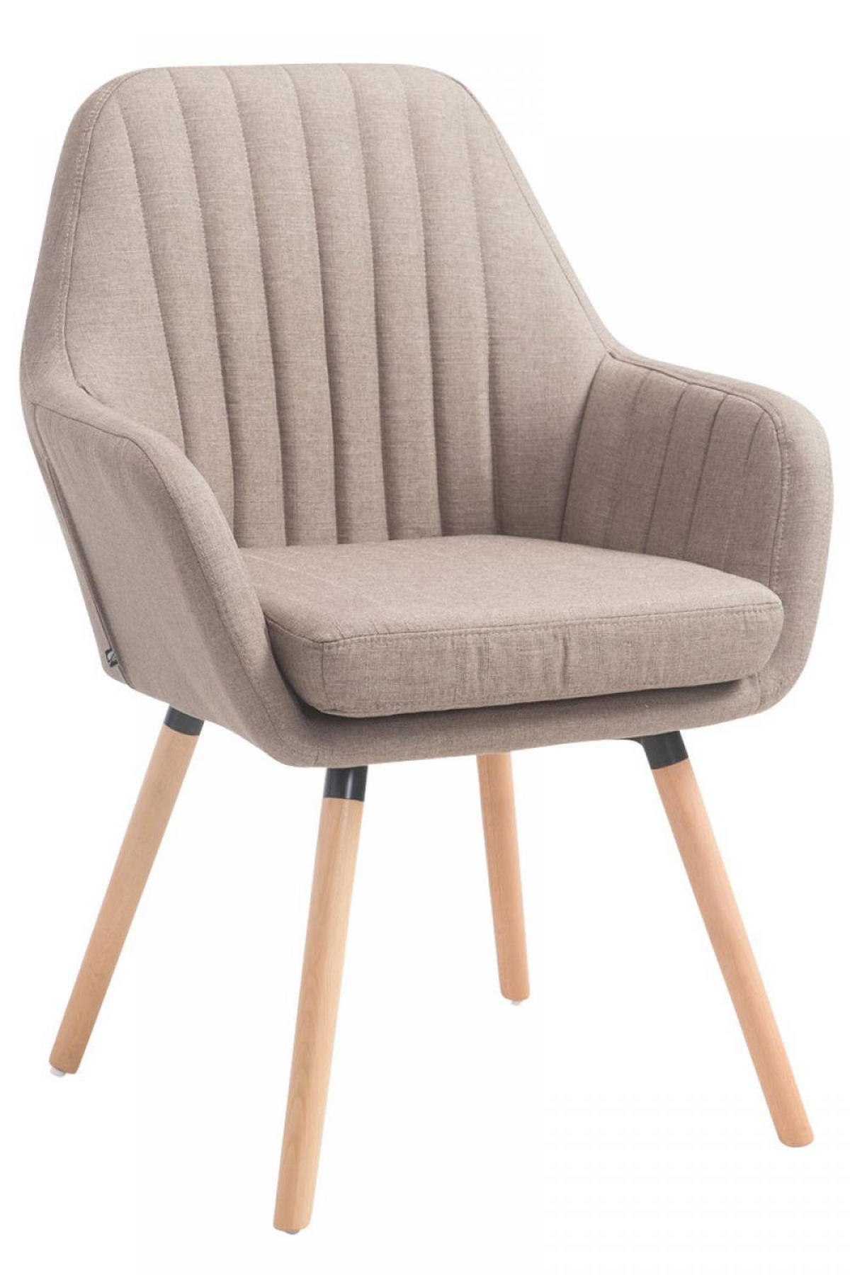 ARMLEHNENSTUHL Stoff taupe - Taupe/Eukalyptusholzfarben, Holz/Textil (67/93/58cm) - CLP