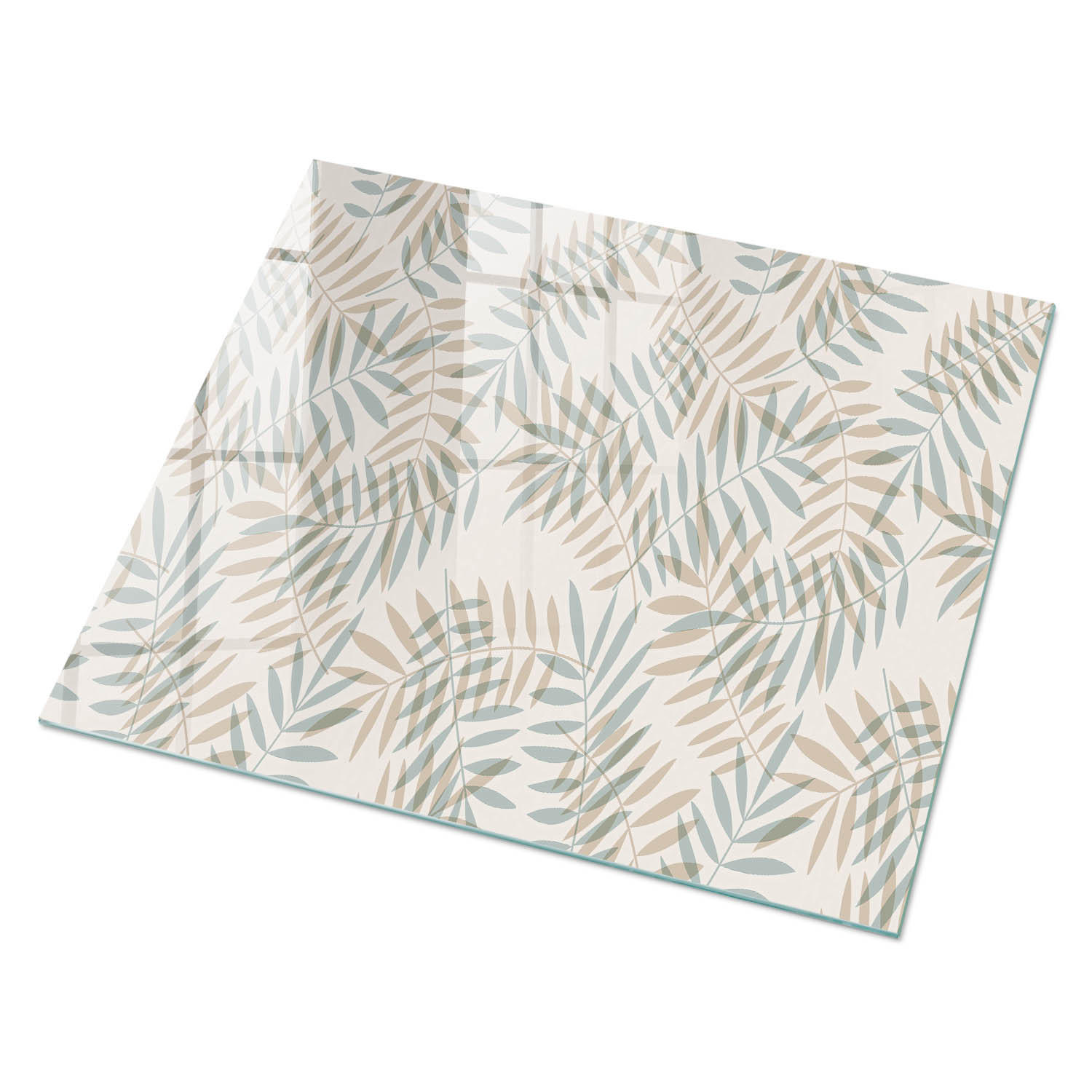 GLASPLATTE 80x60 cm – Blätter Natur - Creme, Glas (0.4/80/60cm) - ArtPrintCave