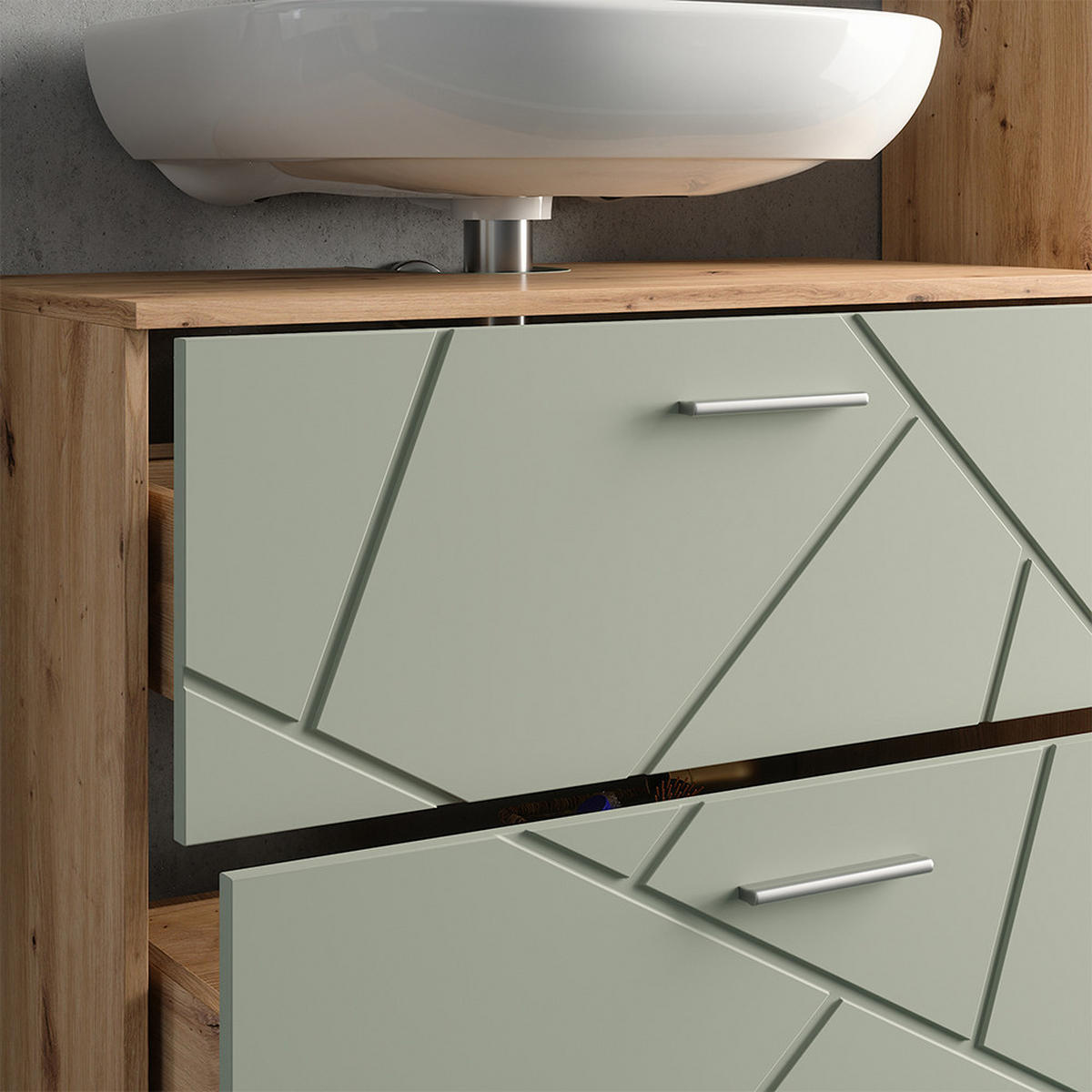 BADMÖBEL-SET Irma Salbeigrün 2 Teile - Salbeigrün, Holzwerkstoff (80/58.6/41cm) - Vicco