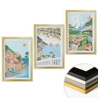 WANDBILDER 3er Set - 40x60 cm Goldrahmen - Pastellfarbene Küstenansichten - Goldfarben, Kunststoff (40/60cm) - ArtPrintCave