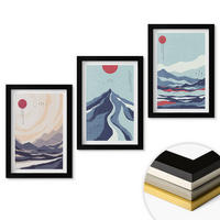 WANDBILDER 3er-Set - 20x30 cm Schwarzer Rahmen - Abstrakte japanische Berge - Schwarz, Kunststoff (20/30cm) - ArtPrintCave