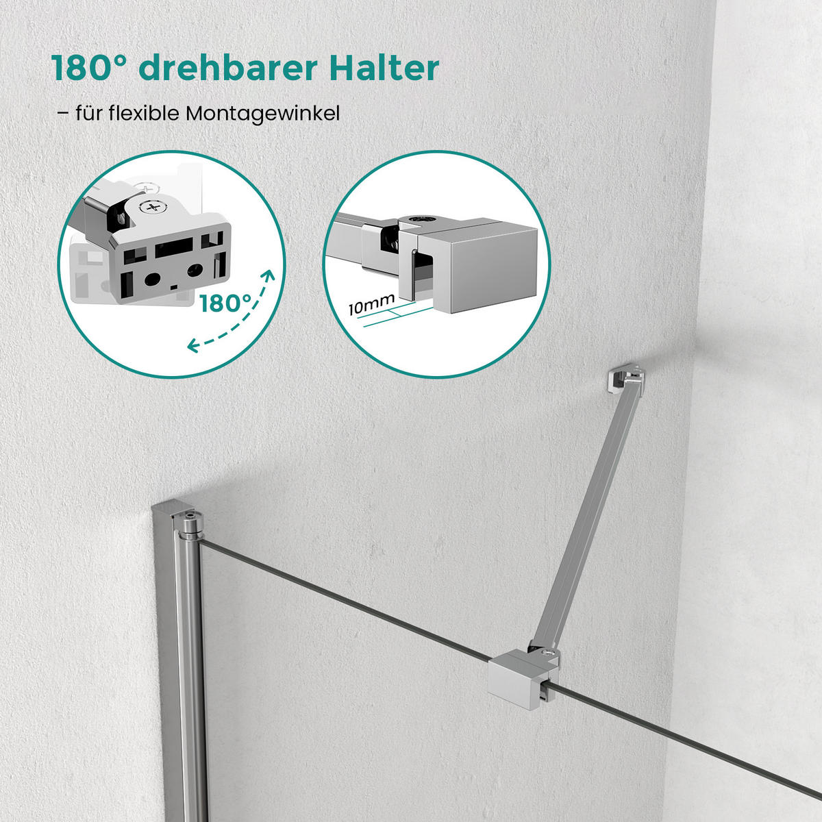 STABILISIERUNGSSTANGE für Dusche Edelstahl teleskopierbar 50 cm - Chromfarben, Metall (4.2/50/2.9cm) - EMKE