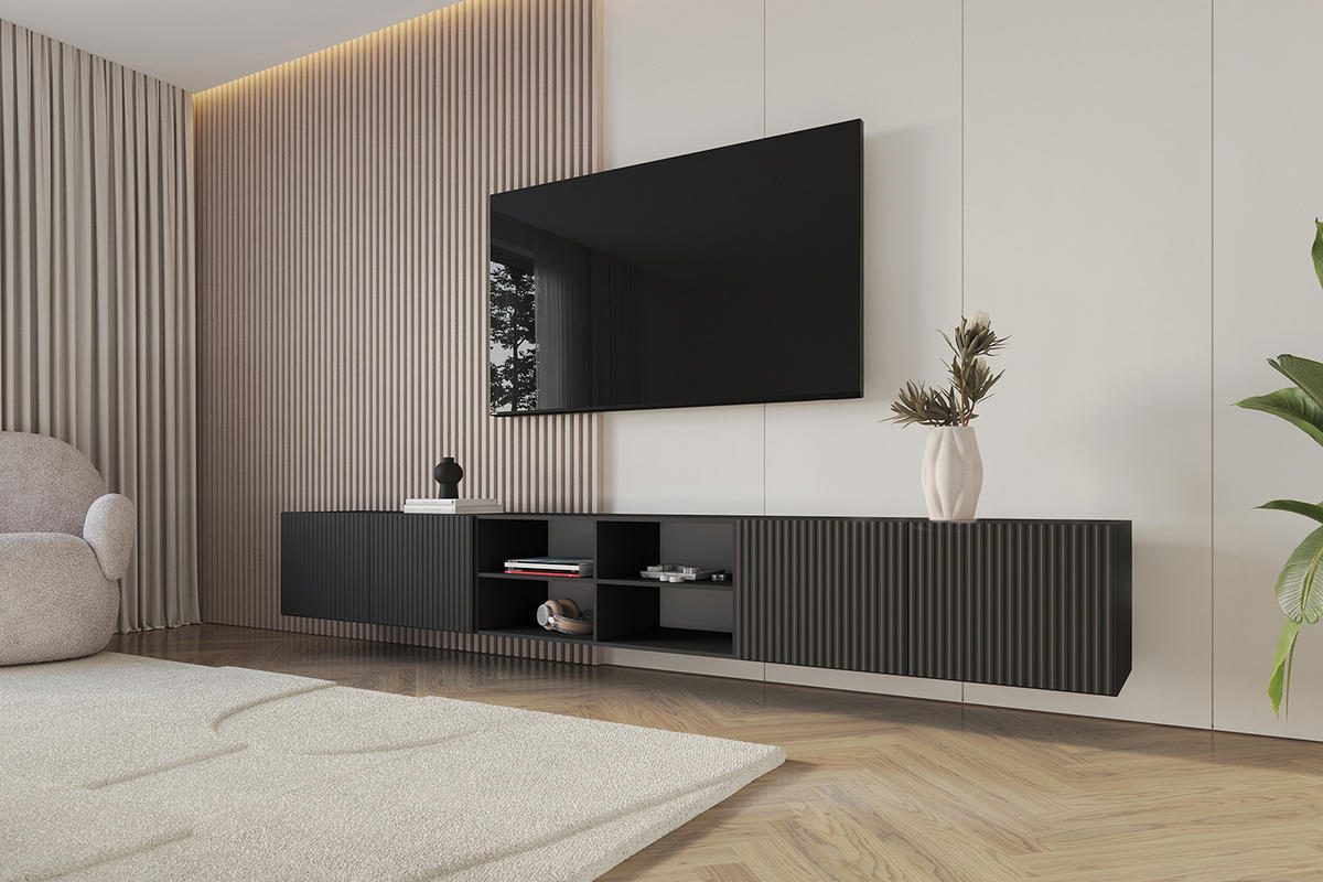 LOWBOARD NOA-2-W 3x100x40x41 cm - Schwarz - Schwarz, Holzwerkstoff (300/40/41cm) - ALTDECOR