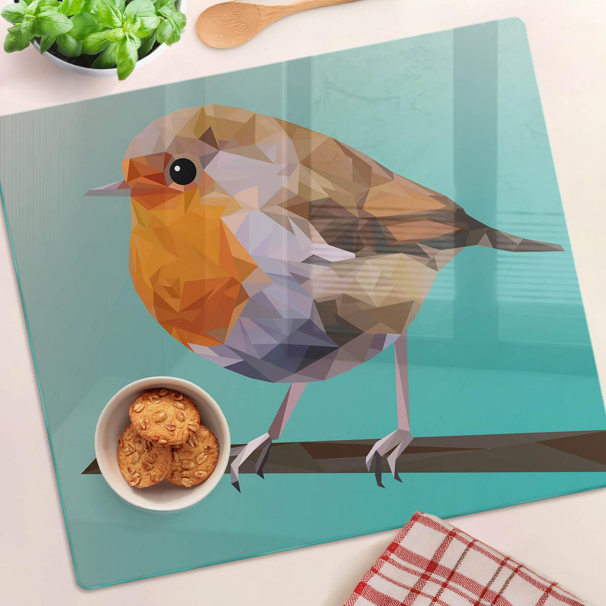GLASPLATTE 60x52 cm Robin - Beige/Braun, Glas (60/0.4/52cm) - TULUP