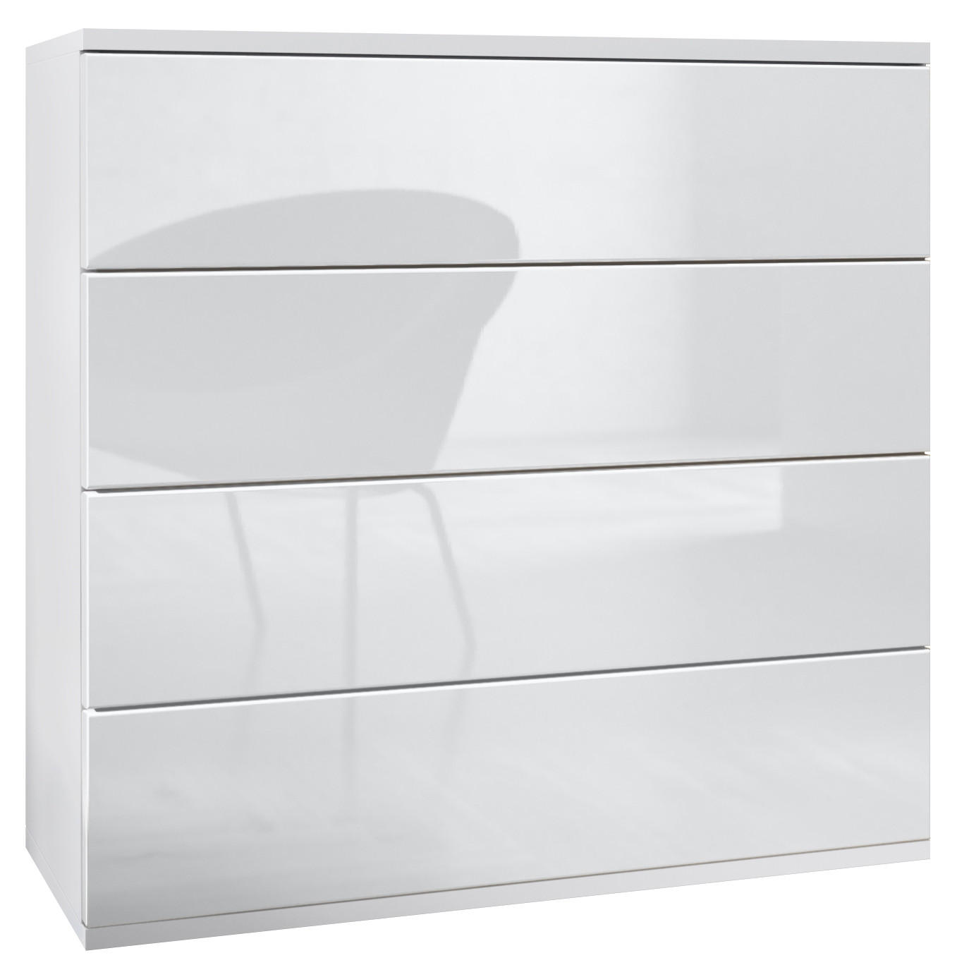 Vladon Kommode Weiß Hochglanz 76x76x35 cm