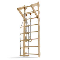 SPROSSENWAND für Kinder mit Turnringen - Naturfarben, Holz (62/57cm) - Juskys