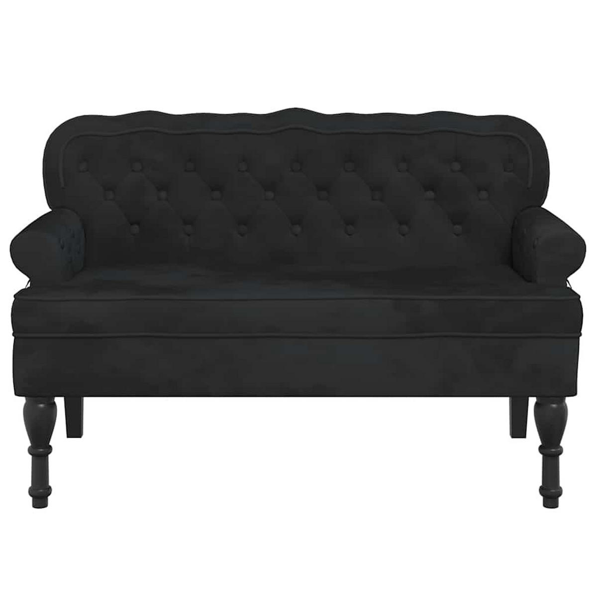 BANK Mit Rückenlehne Schwarz 119,5/64,5/75 Cm Samt - Schwarz, Textil (64.5/75/119.5cm) - vidaXL