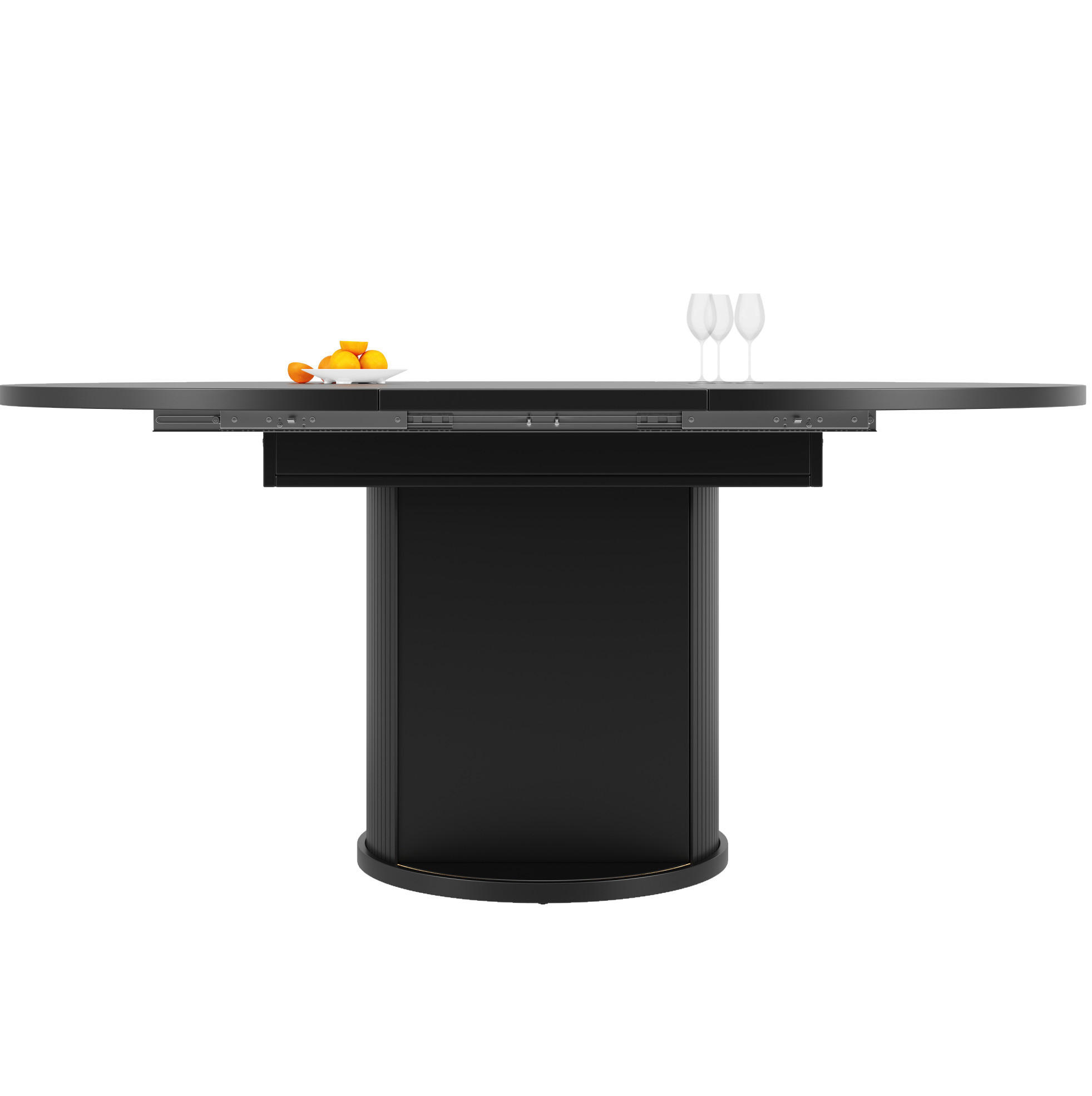 ESSTISCH 118/158/76,8 cm Schwarz aus MDF mit Ausziehfunktion - Schwarz, Holzwerkstoff (118/118/76.8cm) - OKMYHOME