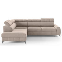 ECKSOFA London Greige Velours - Taupe/Schwarz, Textil/Metall (274/203cm) - Selsey