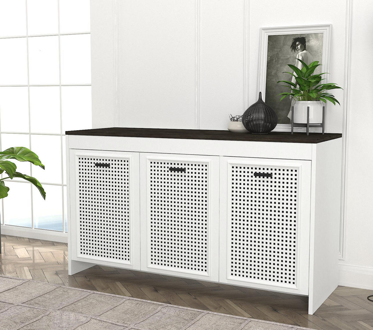 SIDEBOARD Done Weiß Rebab 120 cm - Schwarz/Weiß, Holzwerkstoff/Metall (120/75/45cm) - moebel17