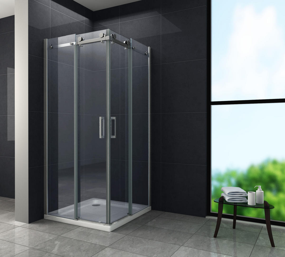 DUSCHKABINE TELA Klar 100 x 100 x 195 cm 8 mm ESG - Klar, Glas (100/100/195cm) - Glasdeals