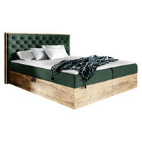 BOXBETT Wood 3 - Eiche Wotan/Grün, Holz/Textil (120/200cm) - MIRJAN24