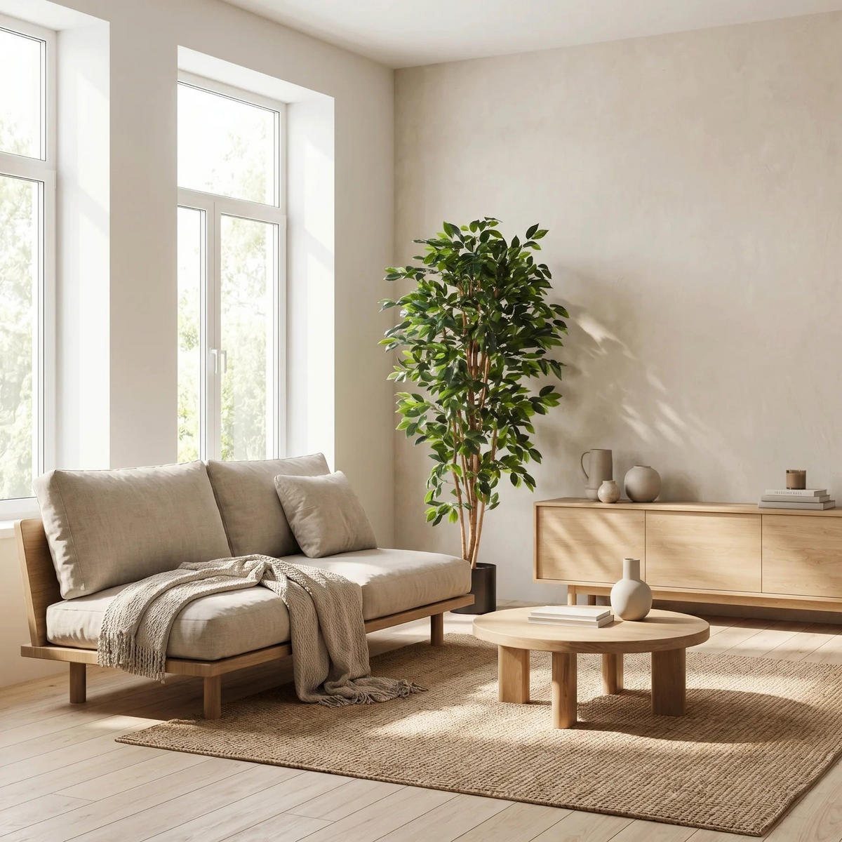 KUNSTBAUM Künstlicher Ficusbaum – Sylvior 150 cm - Grün, Kunststoff (150cm) - aplanta