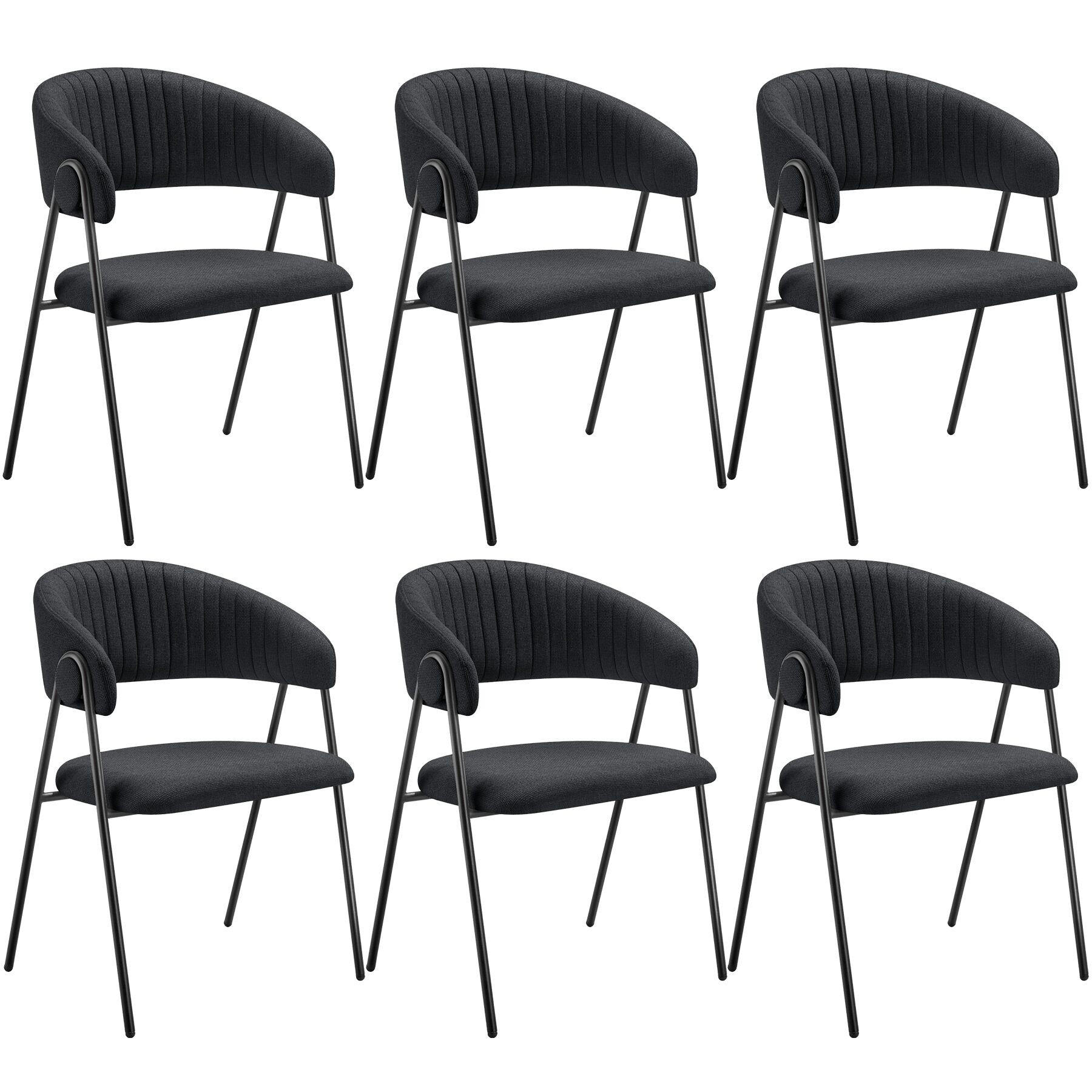 ARMLEHNENSTUHL 6er Set Bedano 60 x 58 x 85 cm schwarz - Schwarz, Kunststoff (60/85/58cm) - tectake