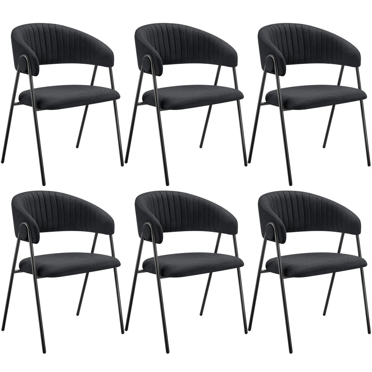 ARMLEHNENSTUHL 6er Set Bedano 60 x 58 x 85 cm schwarz - Schwarz, Kunststoff (60/85/58cm) - tectake