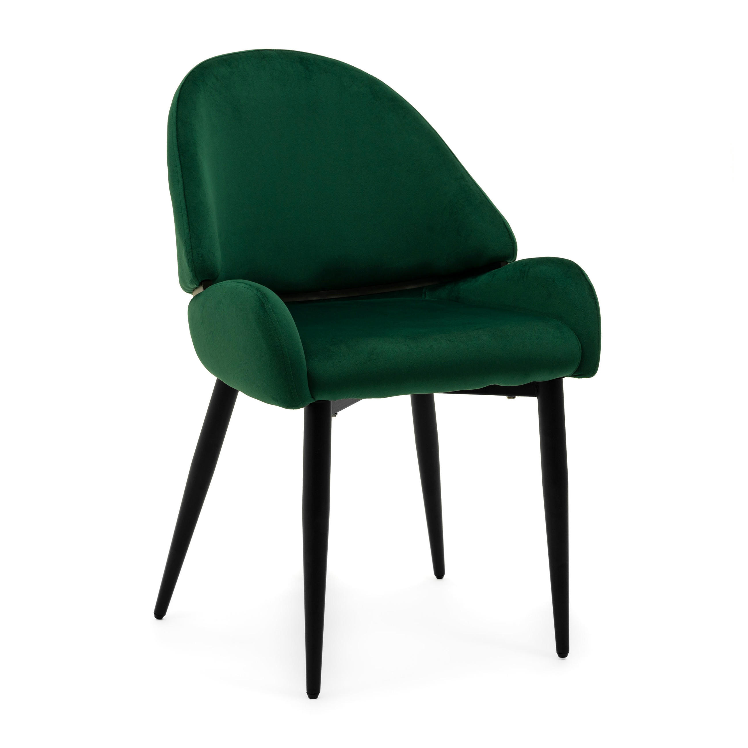STUHL BERGAMO gepolsterter mit Steppung - grün - Samt Velour - Schwarz/Grün, Textil/Metall (56/91/61cm) - NEW HOME