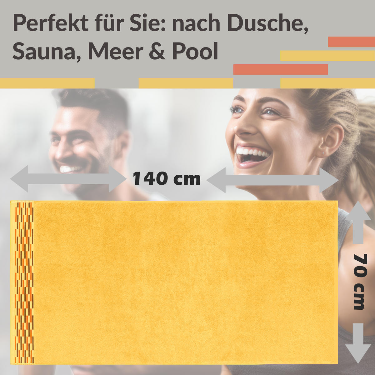 DUSCHTUCH Lugano Gelb 2er 70x140 cm - Gelb, Textil (70/140cm) - Lashuma