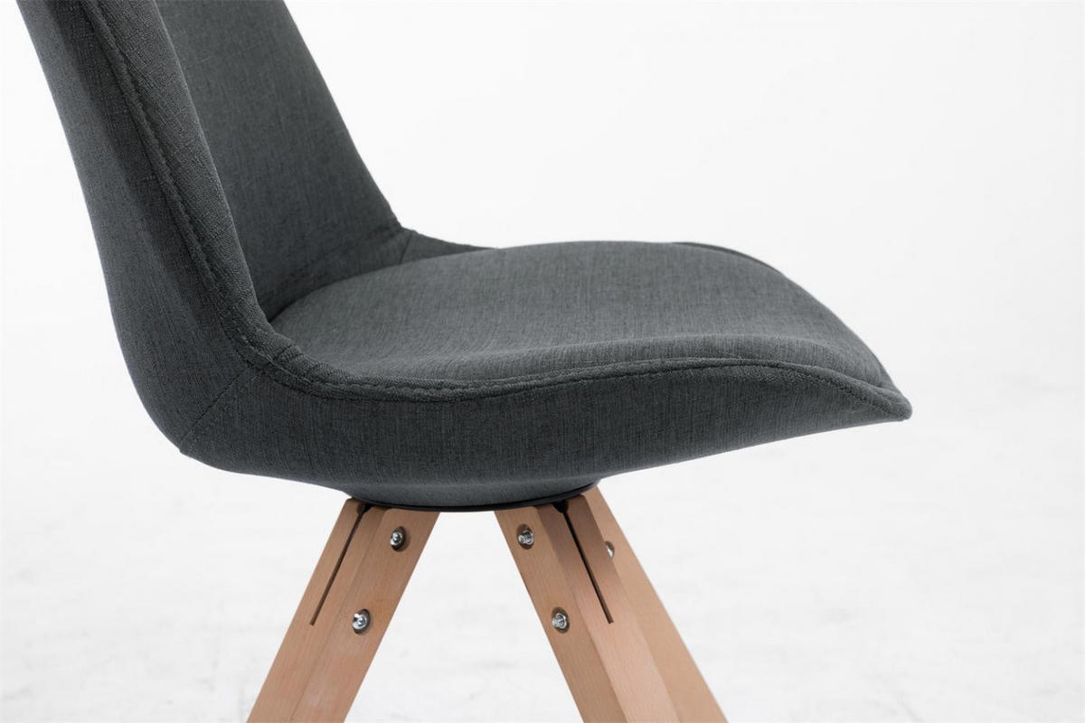 STUHL Stoff dunkelgrau - Eukalyptusholzfarben/Dunkelgrau, Holz/Textil (48/84/56cm) - CLP