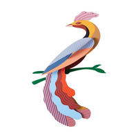 WANDDEKO Exotischer Vogel 5.8/46.5 cm - Multicolor, Wellpappe (5.8/46.5/28cm) - Studio Roof