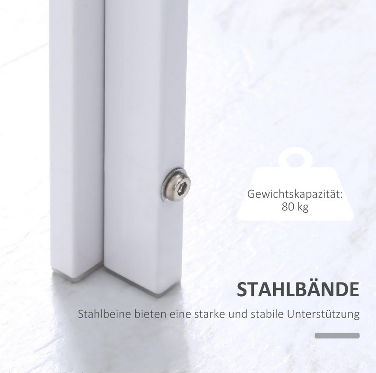 ESSTISCH 120/60/75 cm mit Metallgestell und Glasplatte, modern und pflegeleicht, Weiß - Weiß, Metall (120/60/75cm) - Redom