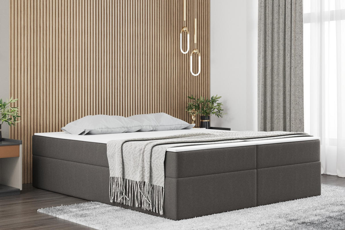 BOXBETT Mit Bettkasten Und Matratze Topper Ruben Grau 140x200 cm H2-Pocket - Grau, Holz/Textil (140/200cm) - Kaiser Möbel