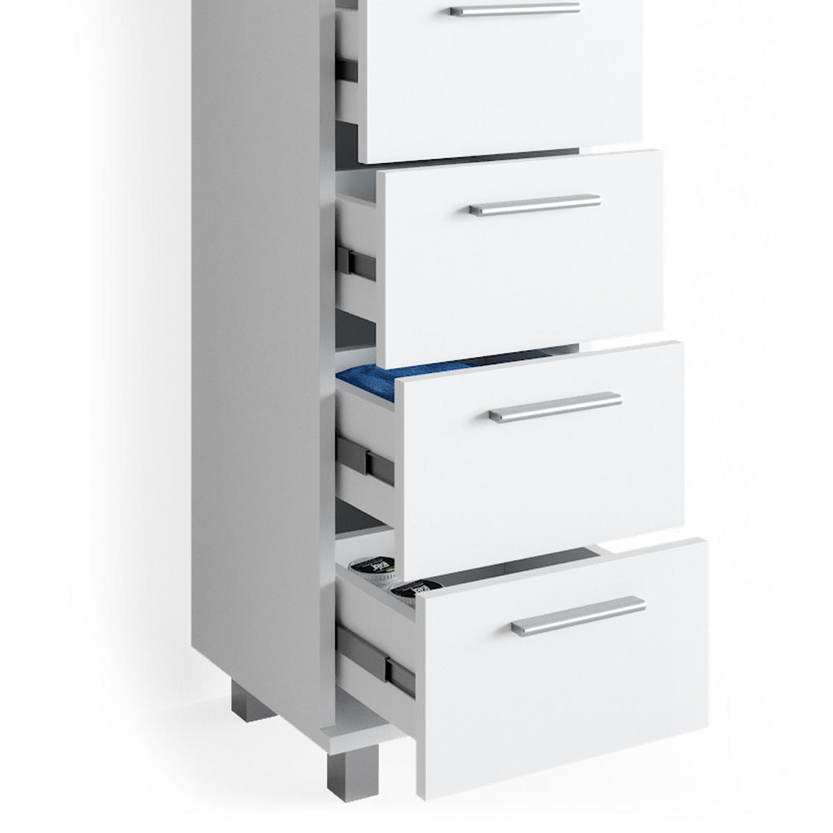 BADSCHRANK Ilias Weiß 30 x 95 cm - Weiß, Holzwerkstoff (30/95/30cm) - Vicco