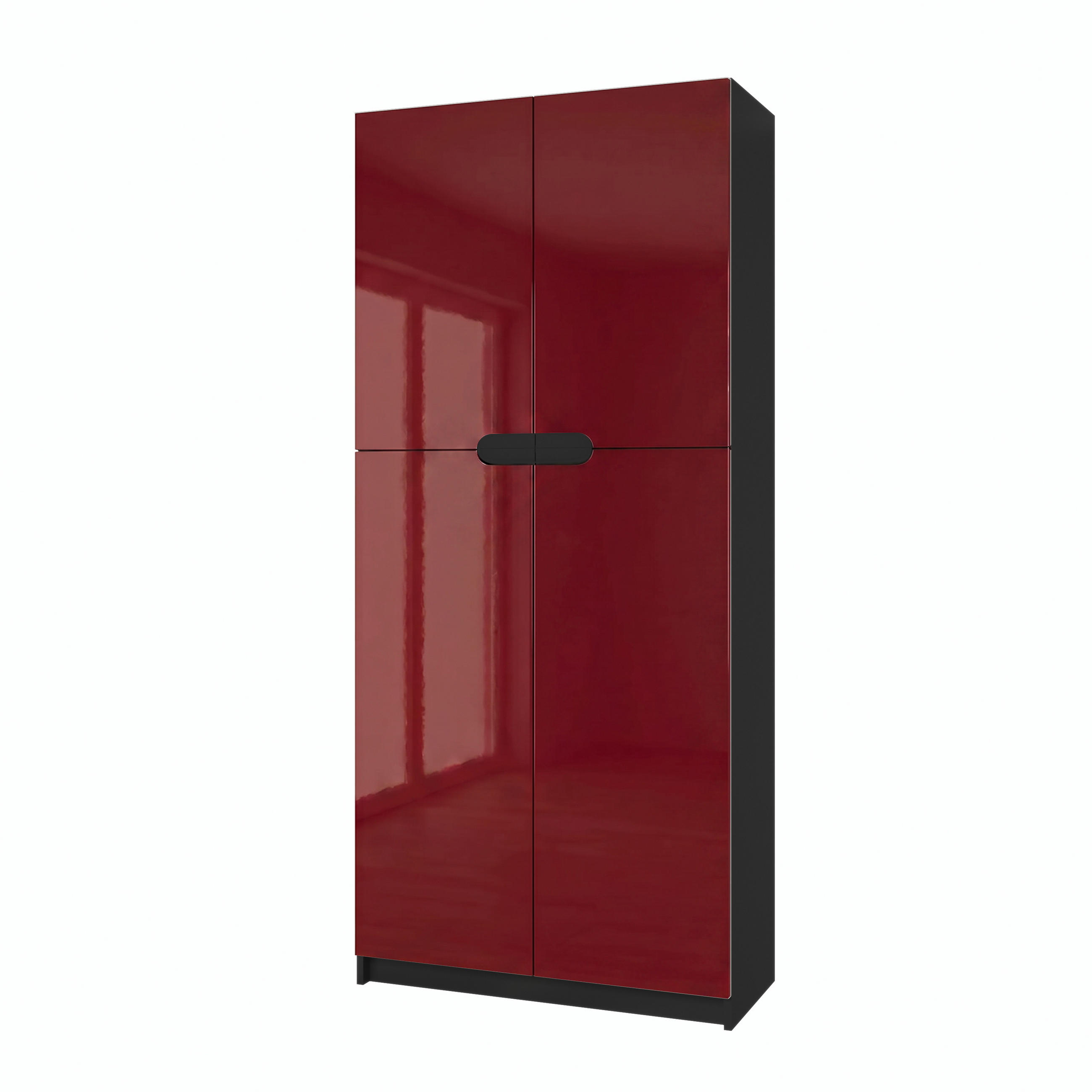 BÜROSCHRANK Logan Fronten in Bordeaux Hochglanz - Bordeaux, Holzwerkstoff (82/184/37cm) - Vladon