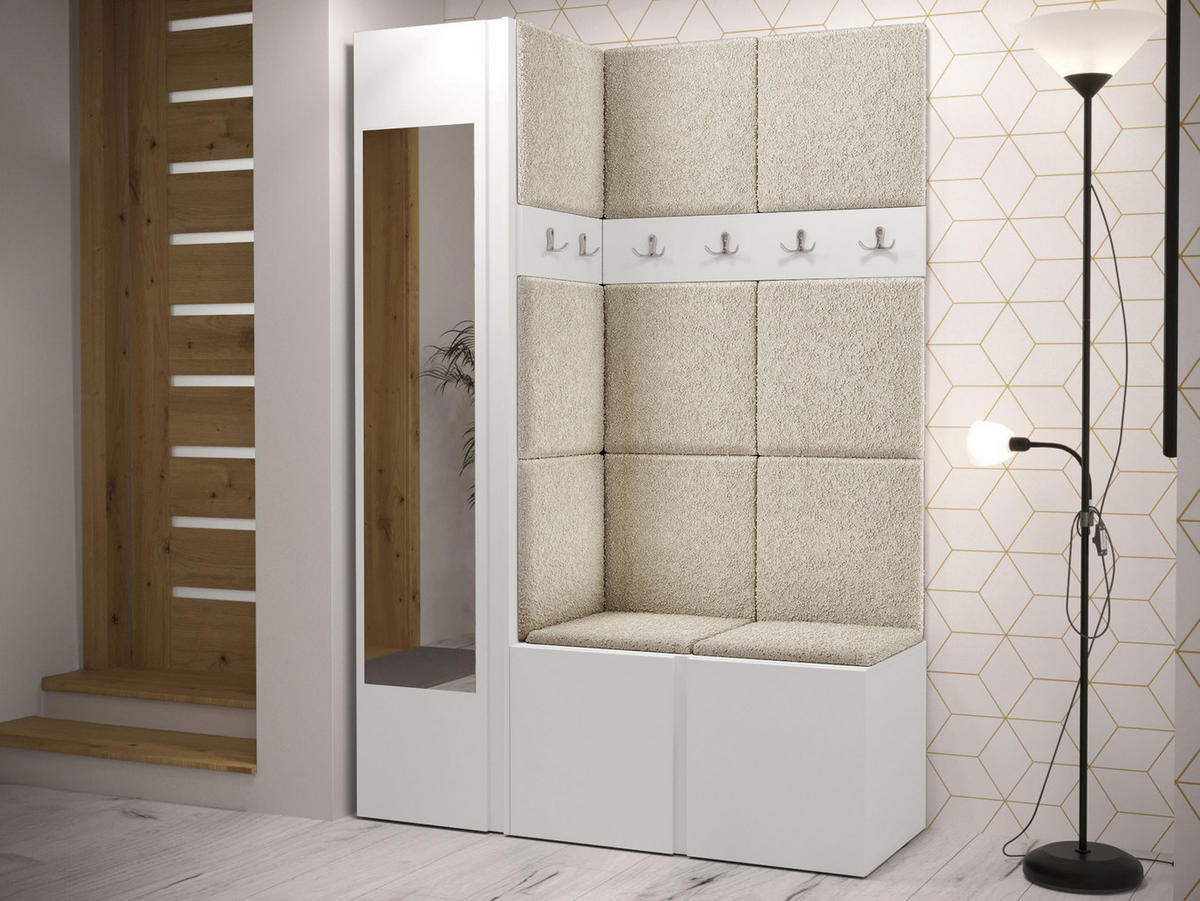 GARDEROBEN-SET Orion X - Creme/Weiß, Holzwerkstoff/Kunststoff (124/186/46cm) - MIRJAN24