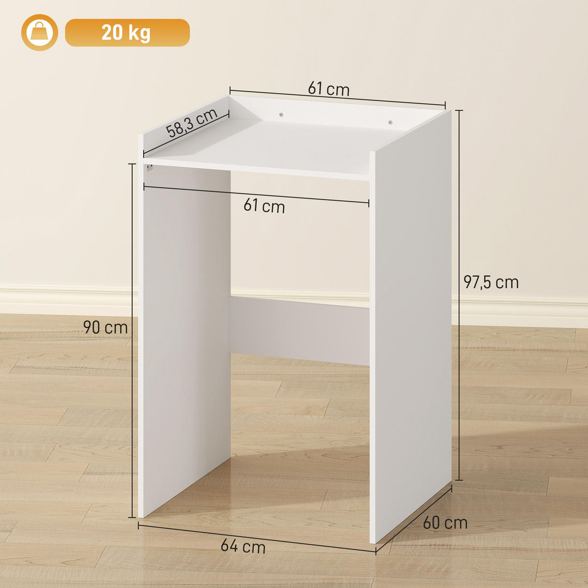 MEHRZWECKSCHRANK Weiß 60.0/64.0/97.5 cm - Weiß, Holzwerkstoff (64/97.5/60cm)