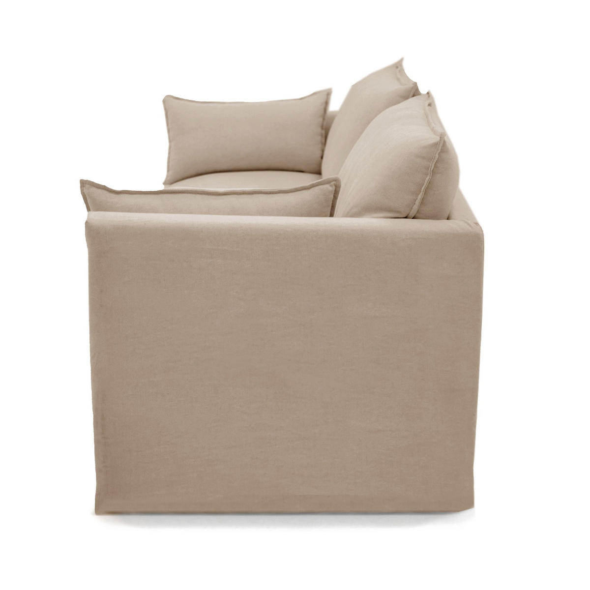 SCHLAFSOFA GERADE Leinen und Baumwolle Taupe 206cm - Taupe, Textil (206/93/89cm) - Sia Home