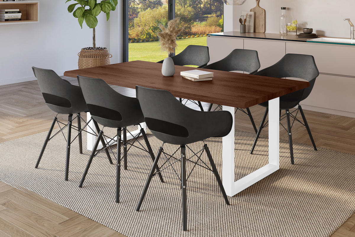 ESSTISCH JULIUS U - Nussbaumfarben/Weiß, Holz (100/240/77cm) - SAM