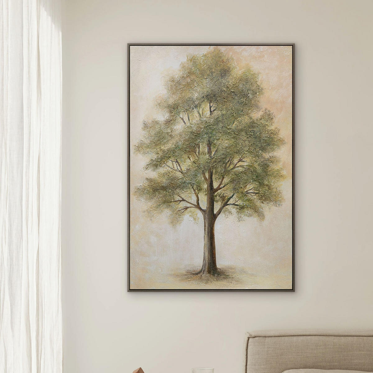 GEMÄLDE Baum der Kontemplation Schattenfugenrahmen Eichefarben 140x100 cm - Eichefarben, Holz (140/100cm) - YS-art gallery