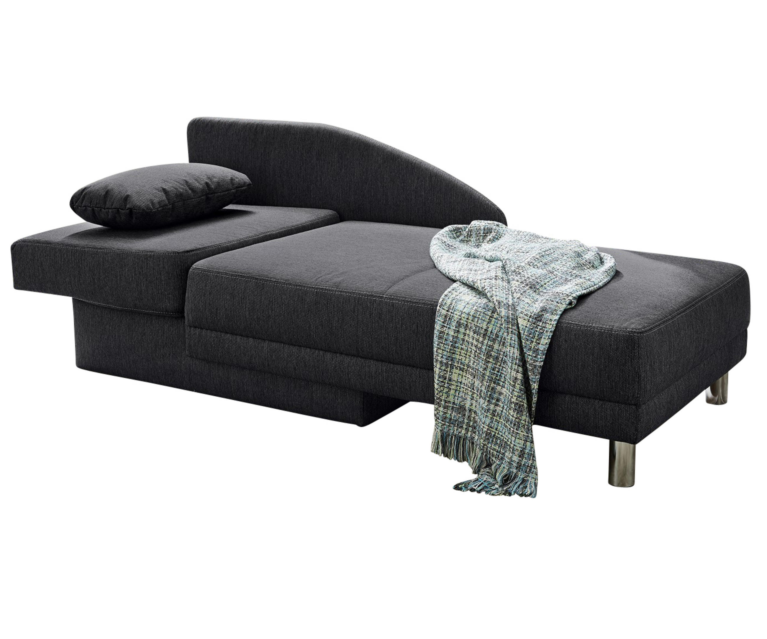 RÉCAMIERE-SCHLAFSOFA mit Bettkasten, Federkern, seitenverkehrt montierbar 149/90/80 cm, Liegefläche 200/84 cm, Webstoff Anthrazit / 15121 - Chromfarben/Anthrazit, Textil/Metall (149/80/90cm) - luma-home