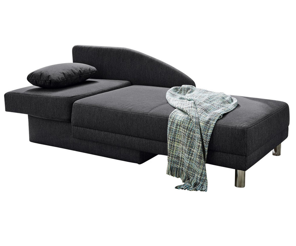 RÉCAMIERE-SCHLAFSOFA mit Bettkasten, Federkern, seitenverkehrt montierbar B149/T90/H80 cm, Liegefläche 200x84 cm, Webstoff Anthrazit / 15121 - Chromfarben/Anthrazit, Textil/Metall (149/80/90cm) - luma-home