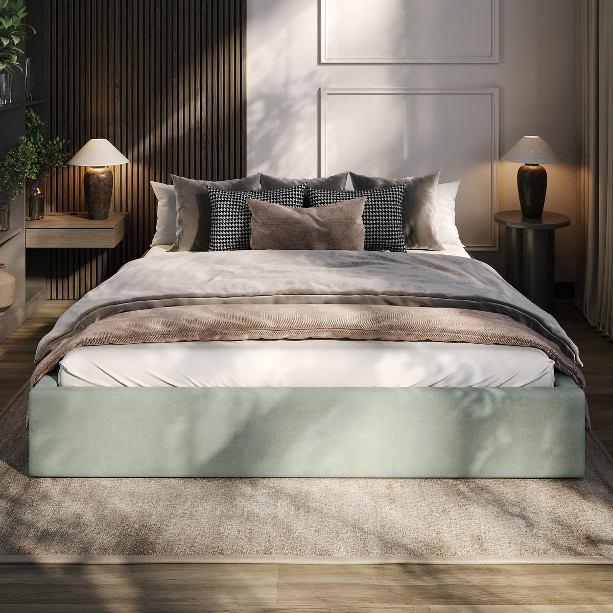POLSTERBETT 180x200cm Bett mit Stauraum Lattenrost Mint - Mintgrün, Holz/Holzwerkstoff (180/200cm) - Muralo