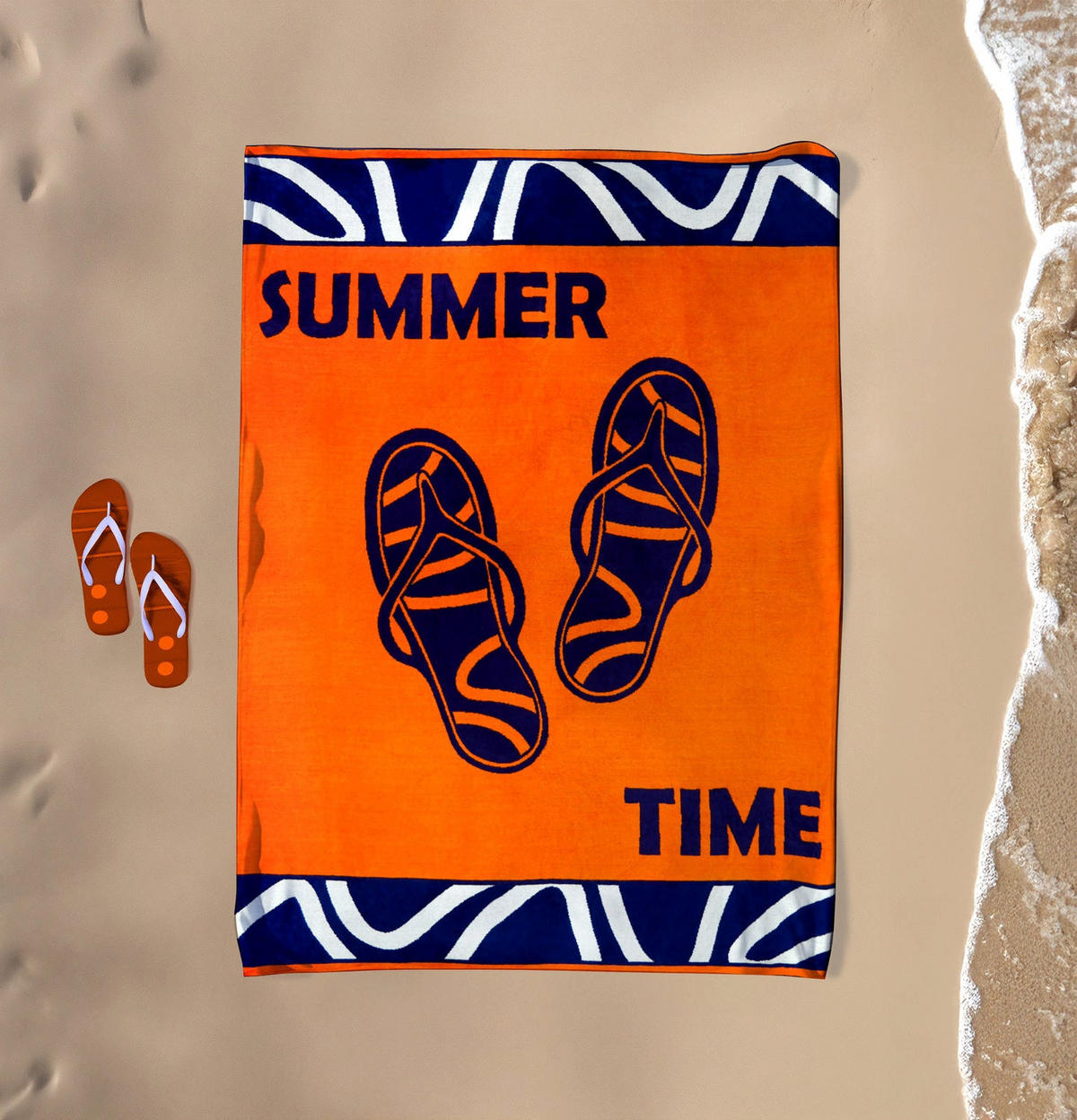 STRANDTUCH aus Veloursfrottee Jacquard Orange 140x180 400g/m² - Zamani - Orange, Textil (140/180cm) - LE COMPTOIR DE LA PLAGE