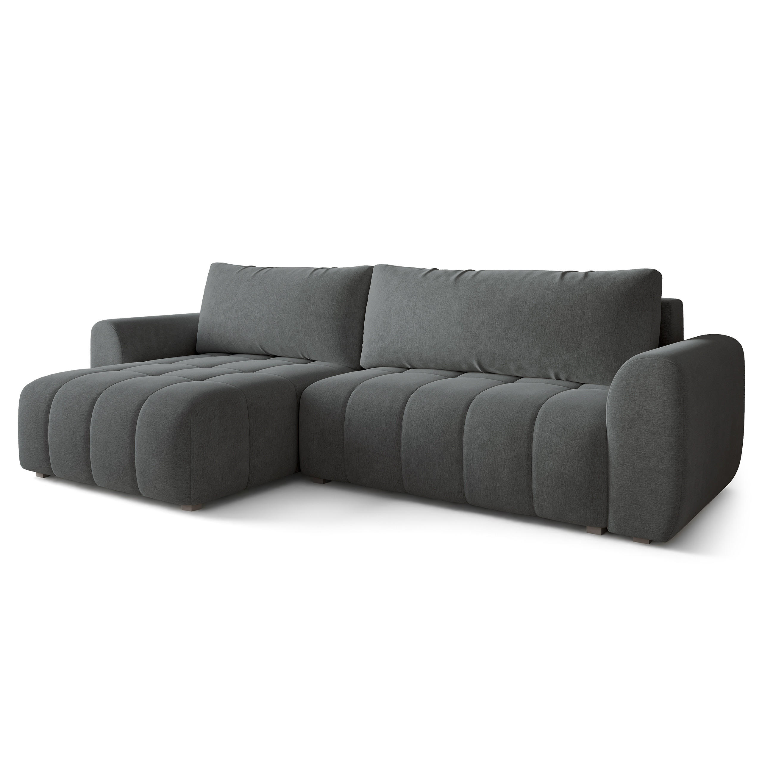 ECKSOFA MODARO CL Grau Samtstoff mit Schlaffunktion - Grau, Holzwerkstoff/Textil (285/148cm) - MASSENO