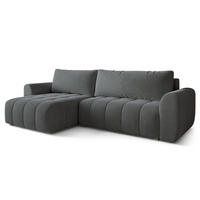 ECKSOFA MODARO CL Grau Samtstoff mit Schlaffunktion - Grau, Holzwerkstoff/Textil (285/148cm) - MASSENO